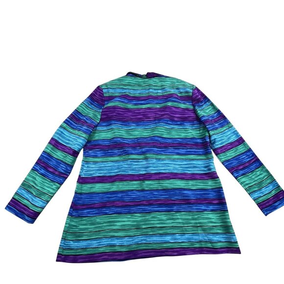 VTG Michael & Company Womens 8 ColorBlock Purple Rave Blouse Tunic USA Made BOHO - Picture 2 of 13